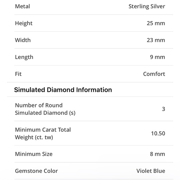 NWT 3-Stone Tanzanite 925 Ring - Picture 7 of 7